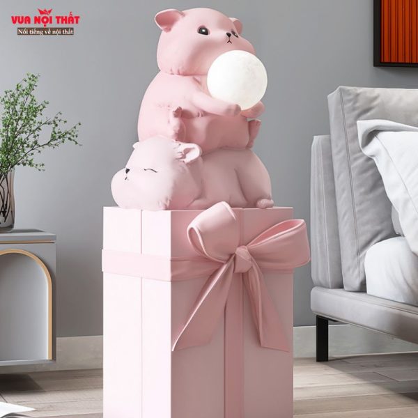 Tượng gấu ôm đèn trên hộp quà TTT27 giá rẻ