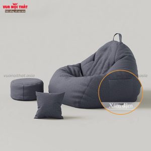 Ghế sofa lười túi đậu cao cấp GL14 màu xám đậm
