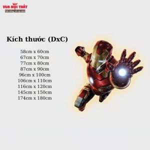 Kích thước tranh đèn led tráng gương Iron Man TT22