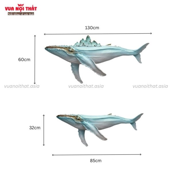 Kích thước tranh phù điêu cá voi xanh TT24