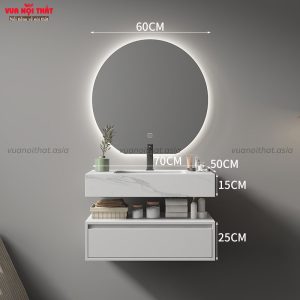Bộ tủ gương phòng tắm thông minh TG06 gương tròn 70cm