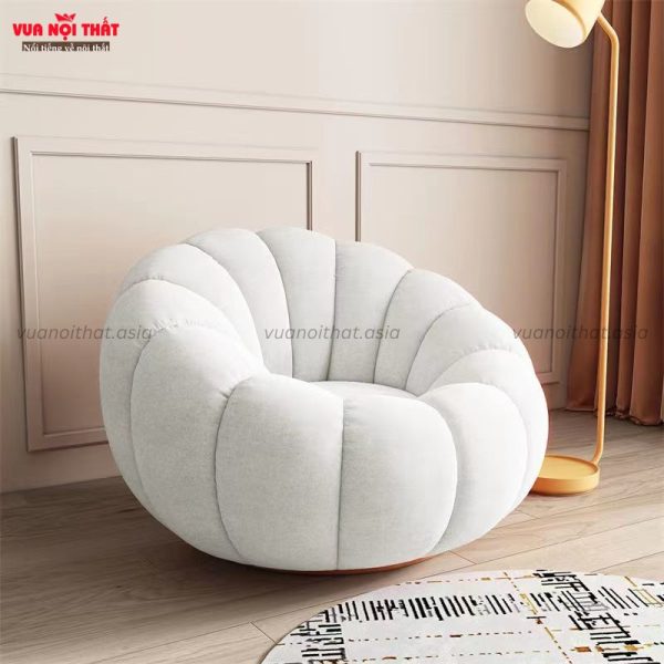 Ghế sofa bí ngô GL20 vải nhung màu trắng