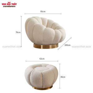Kích thước ghế sofa đơn bí ngô len cừu GL20