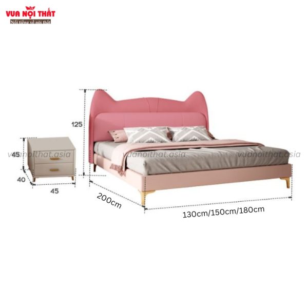 Kích thước giường ngủ màu hồng cho bé gái GN05