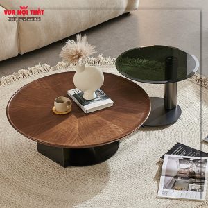 Bàn sofa tròn bằng gỗ BSF35