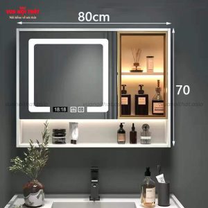 Tủ gương đèn LED thông minh cửa kính TG08 80cm