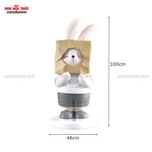 Kích thước tượng thỏ đeo mặt nạ để sàn TTT109