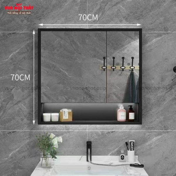 Tủ gương treo tường nhà tắm TG10 màu đen 70cm gương thường
