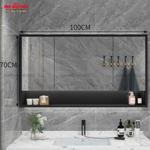 Tủ gương treo tường nhà tắm TG10 màu đen 100cm gương thường