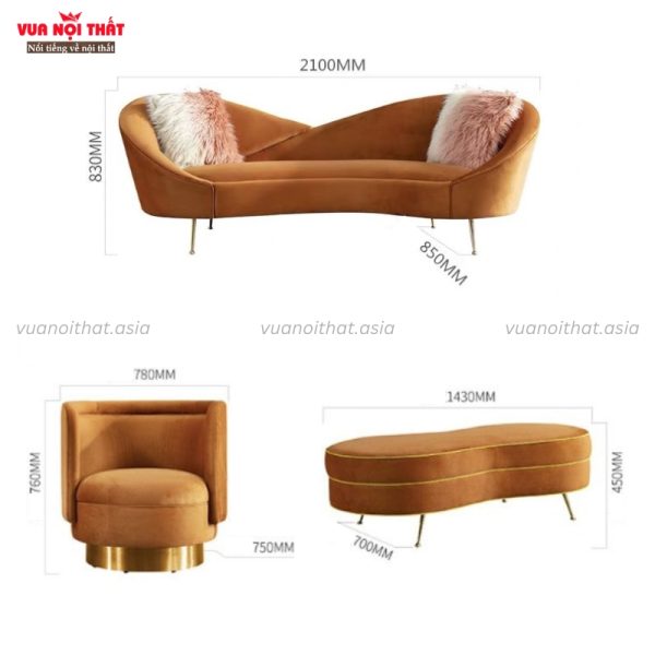 Kích thước ghế sofa cong nhập khẩu GSF06