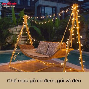 Ghế xích đu thư giãn GBB05 màu gỗ có đèn