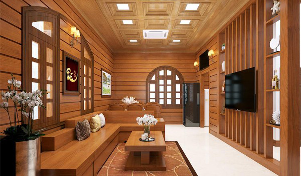 Nội thất nhà ở làm từ gỗ gõ đỏ mang đến vẻ đẹp sang trọng cho không gian
