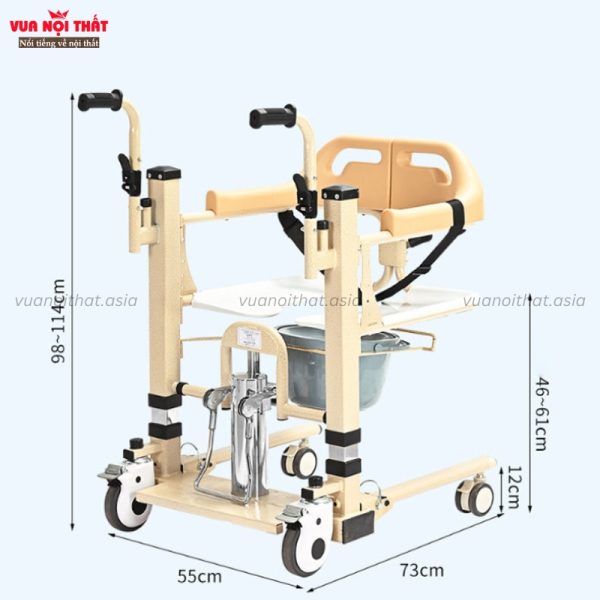 Kích thước của ghế tắm hỗ trợ đi toilet cho người già CSSK01
