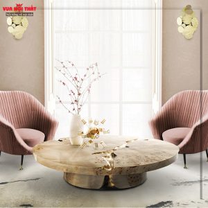 Bàn sofa gỗ dáng tròn cao cấp BSF68