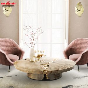 Bàn sofa tròn giúp tiết kiệm diện tích không gian