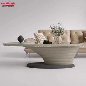 Bàn sofa hình bầu dục mặt kính kết hợp gỗ chất lượng cao BSF63