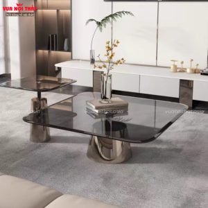 Bàn sofa mặt kính chân inox BSF65