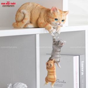 Mô tả tượng decor mèo mẹ và mèo con PKTT13