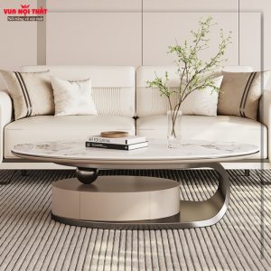 Bàn sofa mặt đá hình elip BSF72