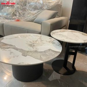 Các góc cạnh bộ bàn sofa mặt đá BSF74 được bo tròn cẩn thận