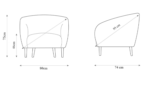 Kích thước sofa đơn có thể dễ dàng di chuyển & đặt ở nhiều không gian khác nhau