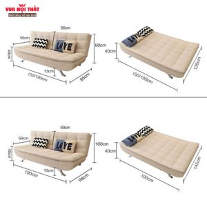 Kích thước sofa giường gấp đa năng GSF11