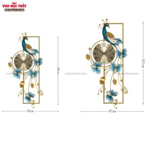 Kích thước của đồng hồ hình chim công DH15