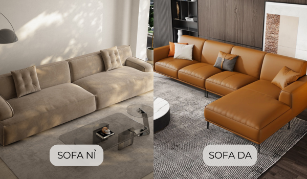 Nên mua sofa nỉ hay da?