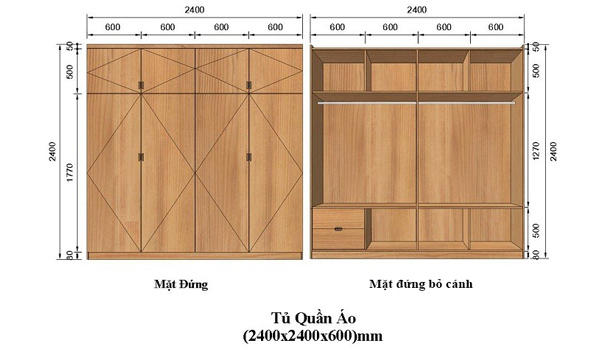 Lựa chọn kích thước tủ quần áo phù hợp với không gian