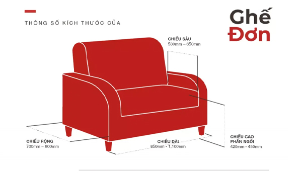 Ưu tiên những chiếc ghế sofa có kích thước nhỏ gọn, phù hợp với diện tích căn phòng