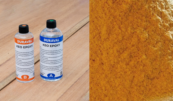 Bột gỗ kết hợp với keo epoxy là cách khắc phục hiệu quả hiện được nhiều gia đình áp dụng