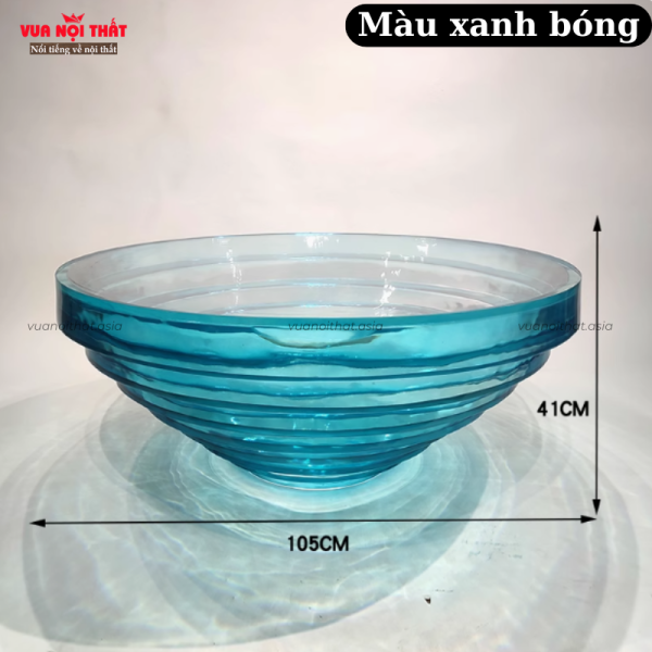 Bàn sofa tròn trong suốt BSF85 màu xanh bóng