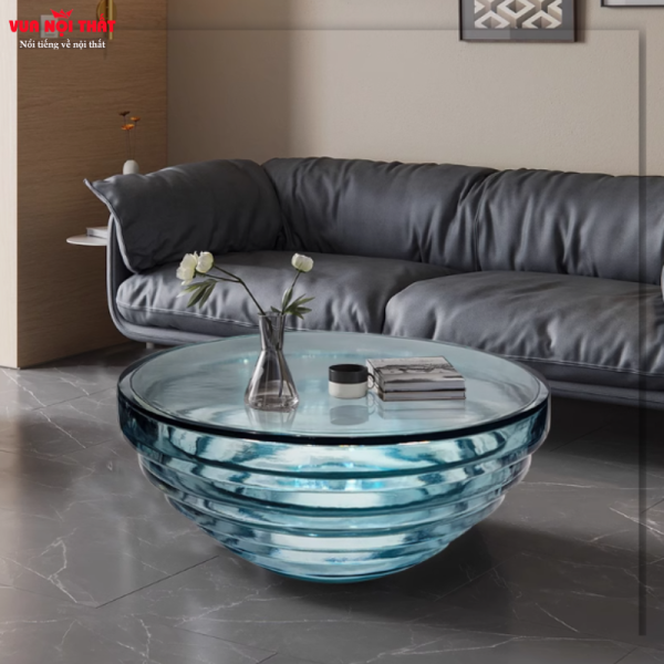 Bàn sofa tròn bằng nhựa trong suốt BSF85