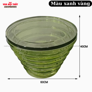 Bàn sofa tròn trong suốt BSF85 màu vàng xanh nhỏ