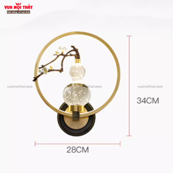 Kích thước của đèn gắn tường hình hồ lô độc đáo DTT57