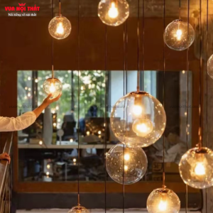 Đèn thả thủy tinh quả cầu trong suốt nhập khẩu DTT54 giá rẻ