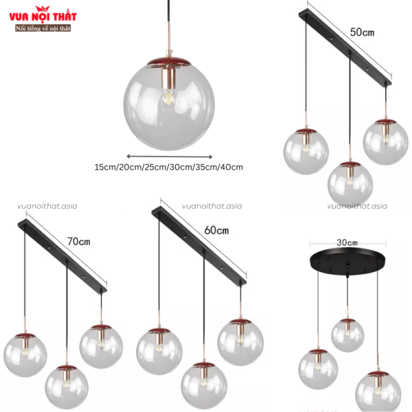 Đèn thả trần thủy tinh decor nhập khẩu DTT54 có đa dạng kích thước