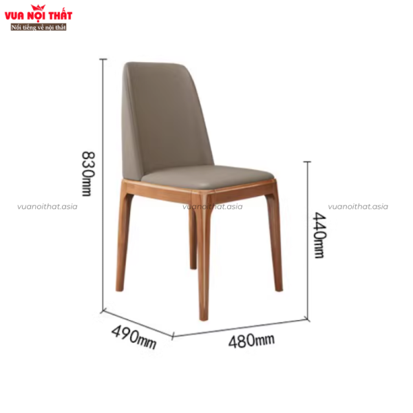 Kích thước của ghế chân gỗ bọc da cao cấp GA08