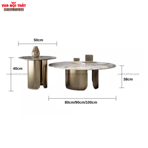 Bộ 2 bàn trà mặt đá hiện đại BSF98 có đa dạng kích thước từ 80 - 100cm