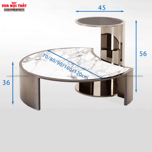 Kích thước bộ bàn sofa mặt đá cẩm thạch BSF99
