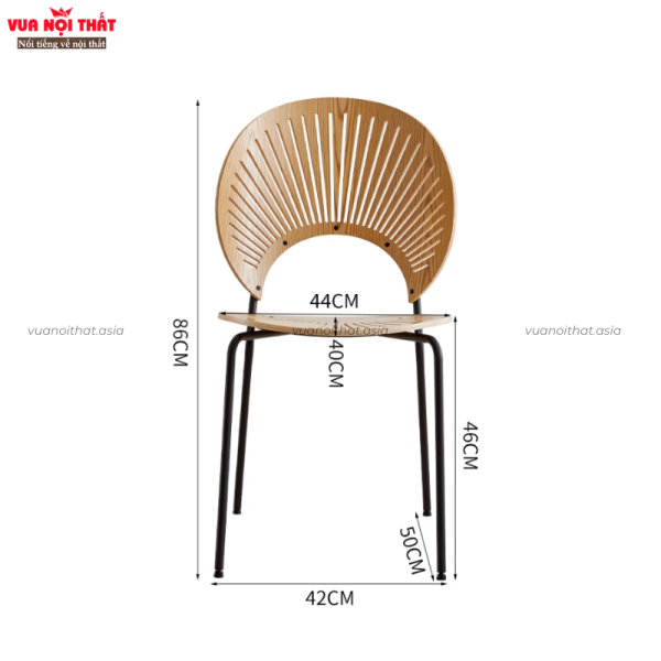 Kích thước ghế ăn nhập khẩu GA09 đảm bảo thoải mái cho người ngồi