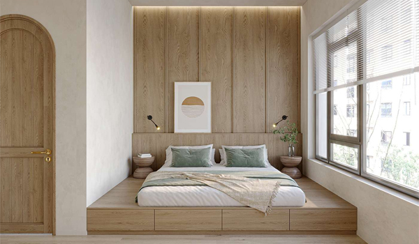 Giường ngủ MDF melamine được nhiều gia đình ưu tiên lựa chọn sử dụng