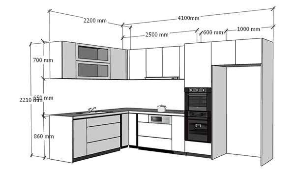 Chiều cao tổng thể của tủ bếp