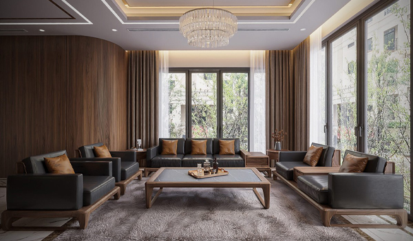 Sofa gỗ sồi mang đến cho không gian phòng khách vẻ đẹp sang trọng & đẳng cấp