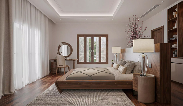 Giường gỗ xoan đào thường có màu sắc ấm áp & hệ vân gỗ tự nhiên đẹp mắt