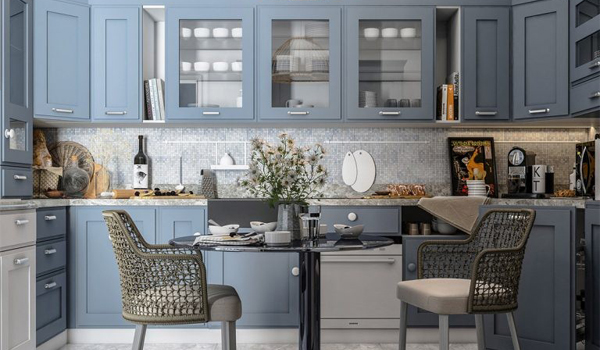 Tủ bếp màu xanh mang đến cho không gian phòng bếp vẻ đẹp tươi mới & tràn đầy năng lượng