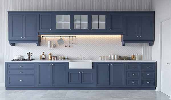 Tủ bếp màu xanh được nhiều gia đình yêu thích nhờ sở hữu vẻ đẹp hiện đại, tươi sáng