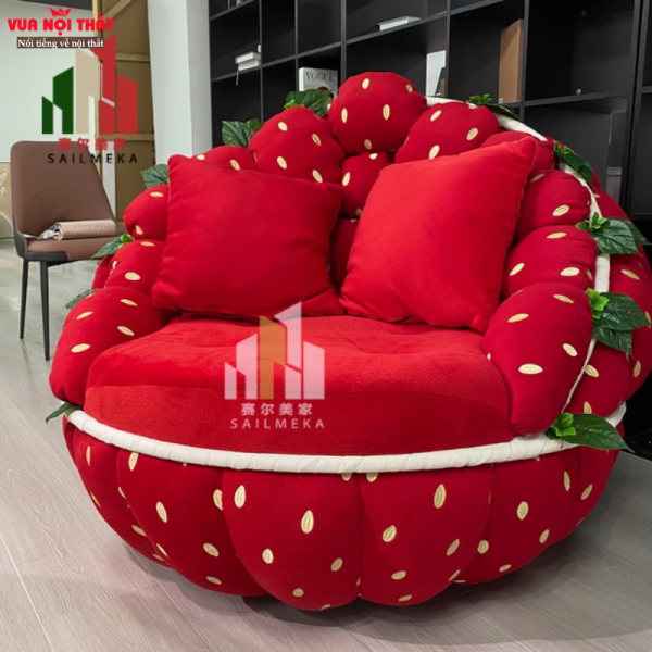 Ghế sofa đơn hình dâu dễ thương GL61 có kích thước rộng thoải mái cho người ngồi
