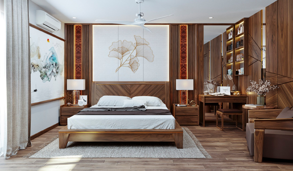 Gỗ walnut thường được dùng để sản xuất các sản phẩm nội thất như giường ngủ, bàn trang điểm,...