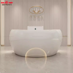 Quầy lễ tân hình bán nguyệt CPS10 nổi bật với thiết kế cong mềm mại